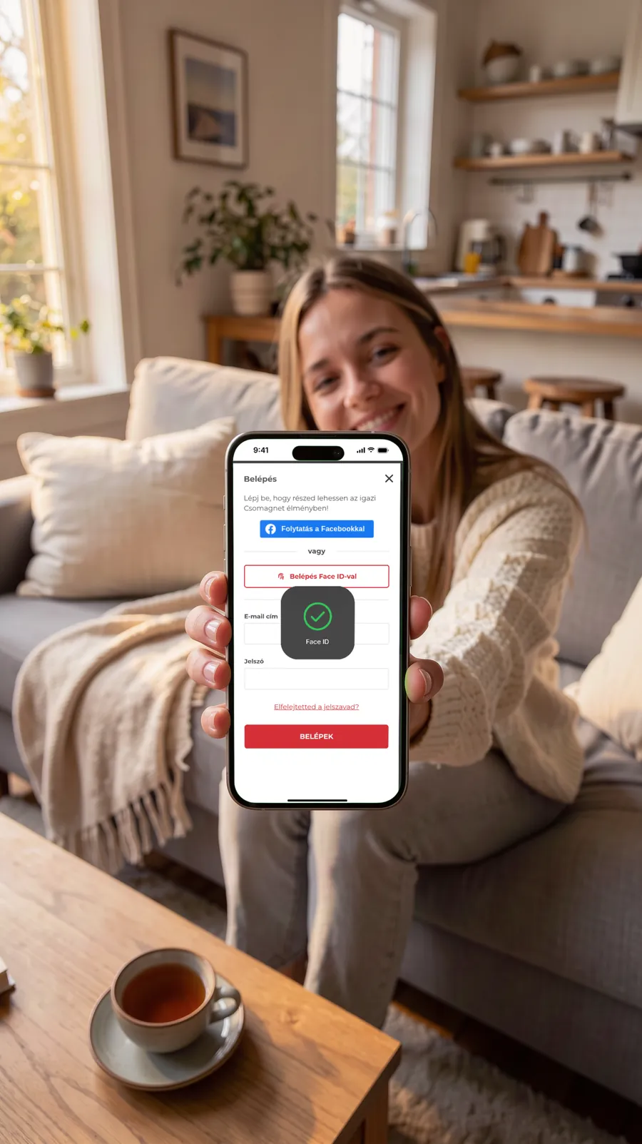 Belépés Face ID-val a Csomagnet appban