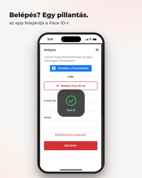 Belépés Face ID-val